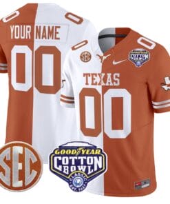 Custom Texas Longhorns Jersey Name Number Cotton Bowl Patch Stitched Split