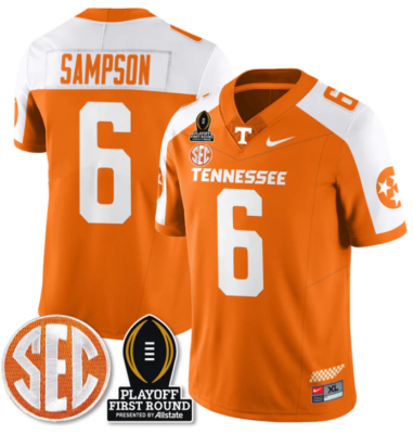 Dylan Sampson Jersey #6 Tennessee Vols Playoff First Round Patch Football All Stitched
