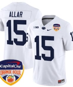 Drew Allar Jersey 15 Penn State Orange Bowl Patch Stitched White