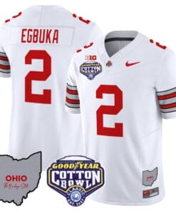Alternative view of Emeka Egbuka Jersey #2 Ohio State Buckeyes Cotton Bowl Patch Football All Stitched
