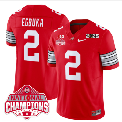 Emeka Egbuka Jersey #2 Ohio State 2025 CFP Patch National Champions Football All Stitched