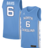 Elijah Davis Jersey #6 North Carolina Tar Heels Basketball Blue
