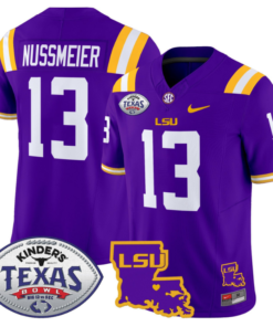Garrett Nussmeier Jersey #13 LSU Tigers 2024 Texas Bowl Football All Stitched
