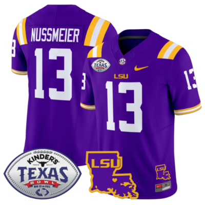 Garrett Nussmeier Jersey #13 LSU Tigers 2024 Texas Bowl Football All Stitched 14 Garrett Nussmeier Jersey #13 LSU Tigers 2024 Texas Bowl Football All Stitched