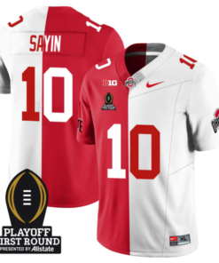 Alternative view of Julian Sayin Jersey #10 Ohio State Buckeyes Playoff First Round Patch Football All Stitched
