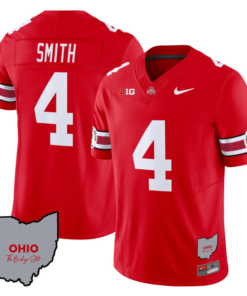 Alternative view of Jeremiah Smith Jersey #4 Ohio State Rose Bowl Patch Football V3 All Stitched