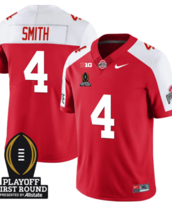 Alternative view of Jeremiah Smith Jersey #4 Ohio State Buckeyes Playoff First Round Patch Football All Stitched