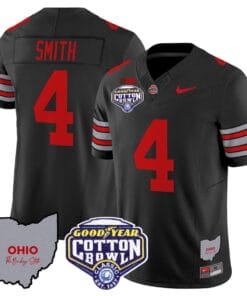 Jeremiah Smith Jersey #4 Ohio State Buckeyes Cotton Bowl Patch Stitched Black