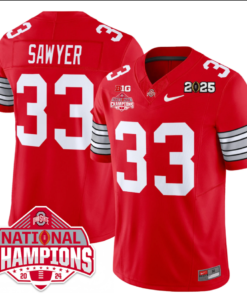 Jack Sawyer Jersey #33 Ohio State 2025 CFP Patch National Champions Red