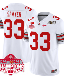 Alternative view of Jack Sawyer Jersey #33 Ohio State 2025 CFP Patch National Champions Football All Stitched