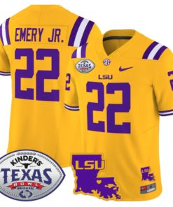 Alternative view of John Emery Jr Jersey #22 LSU Tigers 2024 Texas Bowl Football All Stitched