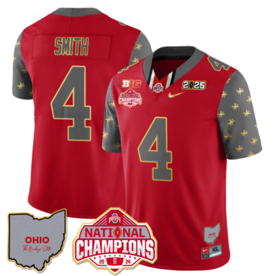 Jeremiah Smith Jersey #4 Ohio State National Champions 2025 Patch Football All Stitched 16 Jeremiah Smith Jersey #4 Ohio State National Champions 2025 Patch Football All Stitched
