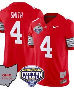 Alternative view of Jeremiah Smith Jersey #4 Ohio State Buckeyes Cotton Bowl Patch Football All Stitched