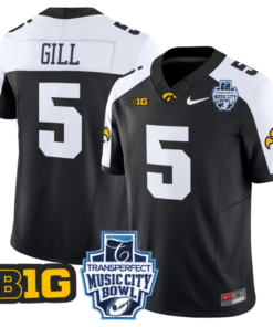Jacob Gill Jersey #5 Iowa Hawkeyes 2024 Music City Bowl Patch Football All Stitched