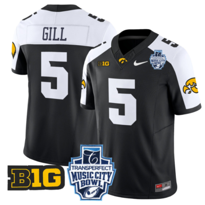 Jacob Gill Jersey #5 Iowa Hawkeyes 2024 Music City Bowl Patch Football All Stitched