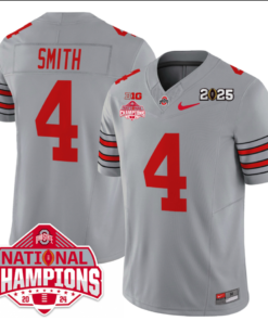 Alternative view of Jeremiah Smith Jersey #4 Ohio State 2025 CFP Patch National Champions Football All Stitched