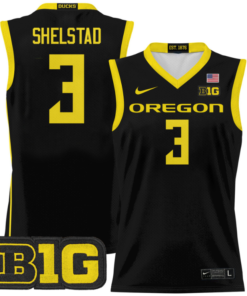 Jackson Shelstad Jersey #3 Oregon Ducks 2024 Lightweight Basketball Black