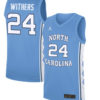 Jaelyn Withers Jersey #24 North Carolina Tar Heels Basketball Blue