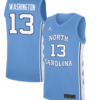 Jalen Washington Jersey #13 North Carolina Tar Heels Basketball Blue