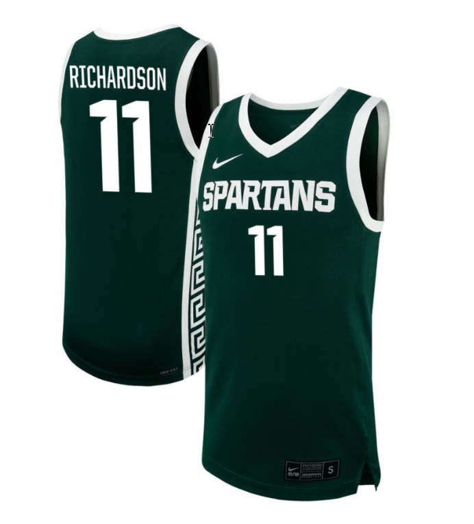 Jase Richardson Jersey #11 Michigan State Spartans NIL Basketball Green 1 Jase Richardson Jersey #11 Michigan State Spartans NIL Basketball Green
