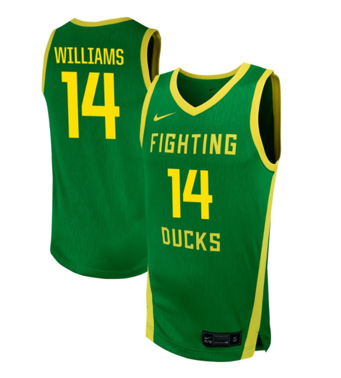 Jayson Williams Jersey #14 Oregon Ducks NIL Basketball Green 1 Jayson Williams Jersey #14 Oregon Ducks NIL Basketball Green
