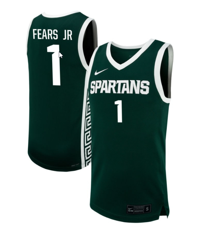 Jeremy Fears Jr Jersey #1 Michigan State Spartans NIL Basketball Green 1 Jeremy Fears Jr Jersey #1 Michigan State Spartans NIL Basketball Green
