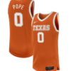 Jordan Pope Jersey #0 Texas Longhorns NIL Basketball Texas Orange