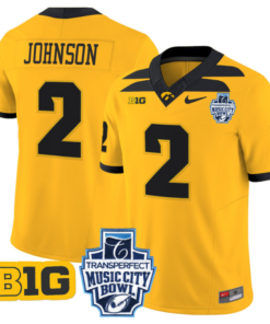 Kaleb Johnson Jersey #2 Iowa Hawkeyes 2024 Music City Bowl Patch Black Alternate 7 K9VX6ZR