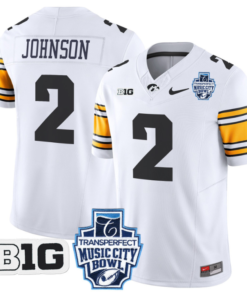 Kaleb Johnson Jersey #2 Iowa Hawkeyes 2024 Music City Bowl Patch Black Alternate 8 KIIZMKG