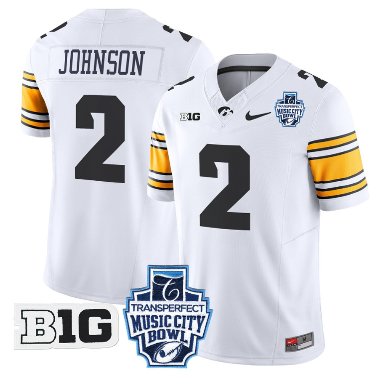 Kaleb Johnson Jersey #2 Iowa Hawkeyes 2024 Music City Bowl Patch Black Alternate 4 Kaleb Johnson Jersey #2 Iowa Hawkeyes 2024 Music City Bowl Patch Black Alternate - Image 4