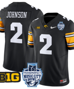 Kaleb Johnson Jersey #2 Iowa Hawkeyes 2024 Music City Bowl Patch Black Alternate 9 Kaleb Johnson Jersey #2 Iowa Hawkeyes 2024 Music City Bowl Patch Black Alternate