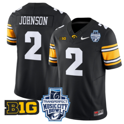 Kaleb Johnson Jersey #2 Iowa Hawkeyes 2024 Music City Bowl Patch Black Alternate 14 Kaleb Johnson Jersey #2 Iowa Hawkeyes 2024 Music City Bowl Patch Black Alternate