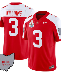 Alternative view of Miyan Williams Jersey #3 Ohio State Rose Bowl Patch Football All Stitched