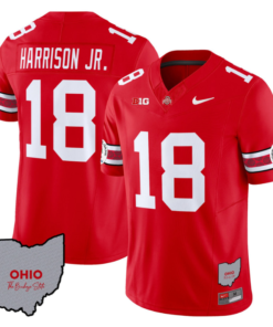 Alternative view of Marvin Harrison Jr Jersey #18 Ohio State Rose Bowl Football All Stitched