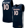 Mir McLean Jersey #10 Virginia Cavaliers NIL Basketball Navy