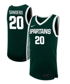 Nick Sanders Jersey #20 Michigan State Spartans NIL Basketball Green