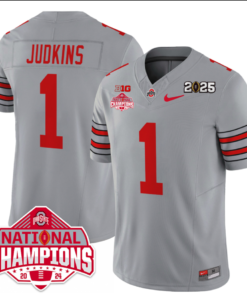 Alternative view of Quinshon Judkins Jersey #1 Ohio State 2025 CFP Patch National Champions Football All Stitched