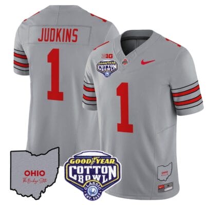Quinshon Judkins Jersey #1 Ohio State Buckeyes Cotton Bowl Patch Football All Stitched