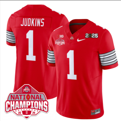 Quinshon Judkins Jersey #1 Ohio State 2025 CFP Patch National Champions Football All Stitched