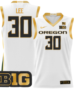 Ron Lee Jersey #30 Oregon Ducks 2024 Lightweight Basketball White Gold