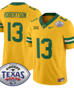 Sawyer Robertson Jersey #13 Baylor Bears 2024 Texas Bowl Football Gold Alternate