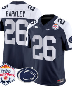 Saquon Barkley Jersey #26 Penn State 2024 Fiesta Bowl Patch Football All Stitched