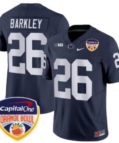 Saquon Barkley Jersey 26 Penn State Orange Bowl Patch Stitched Navy
