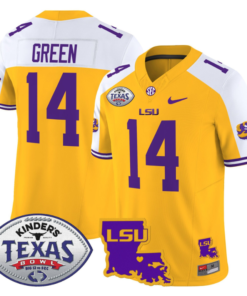 Trey'Dez Green Jersey #14 LSU Tigers 2024 Texas Bowl Football All Stitched