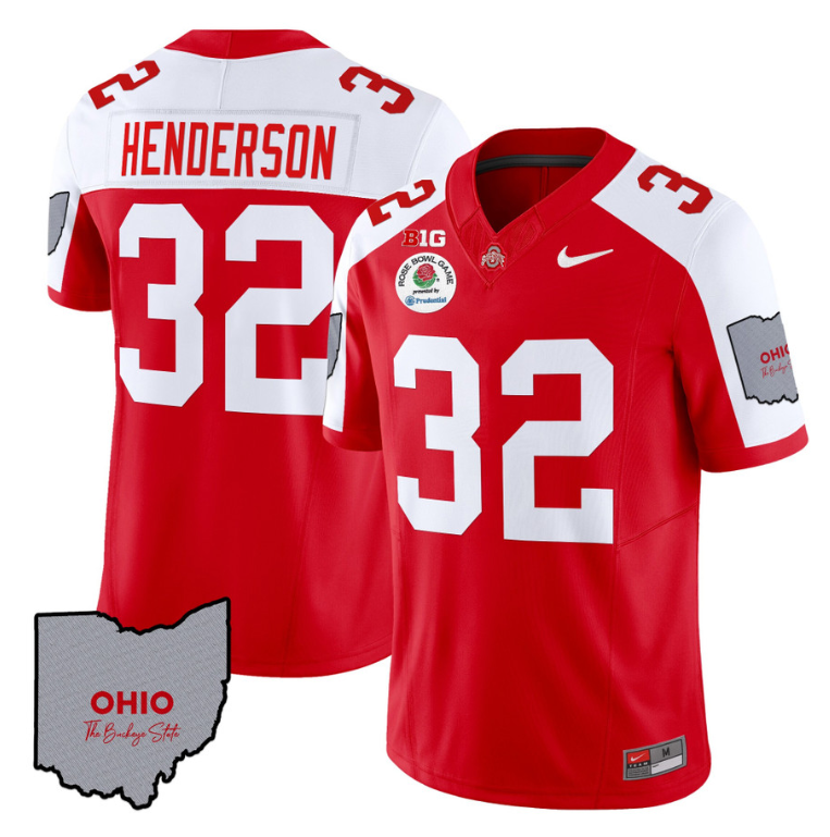 Treveyon Henderson Jersey #32 Ohio State Rose Bowl Football V3 All Stitched 5 Treveyon Henderson Jersey #32 Ohio State Rose Bowl Football V3 All Stitched - Image 5