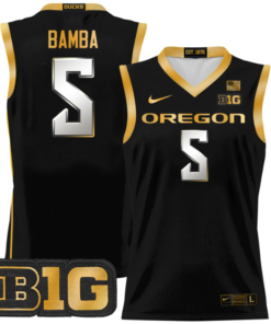 TJ Bamba Jersey #5 Oregon Ducks 2024 Lightweight Basketball Black Gold