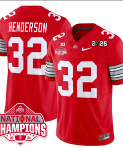 Treveyon Henderson Jersey #32 Ohio State 2025 CFP Patch National Champions Football All Stitched