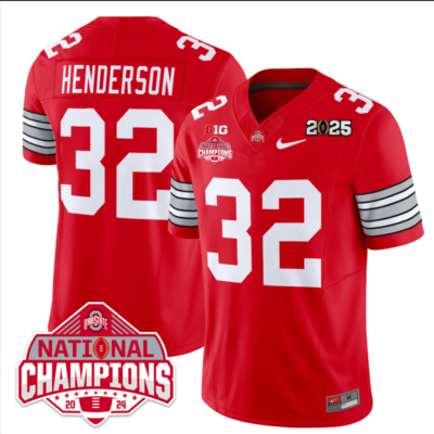 Treveyon Henderson Jersey #32 Ohio State 2025 CFP Patch National Champions Football All Stitched