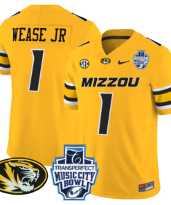 Theo Wease Jr Jersey #1 Missouri Tigers 2024 Music City Bowl Football All Stitched