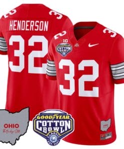 Alternative view of Treveyon Henderson Jersey #32 Ohio State Buckeyes Cotton Bowl Patch Football All Stitched